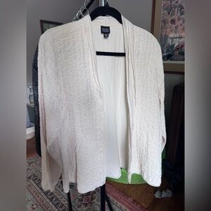 Eileen Fisher Ivory Silk Cardigan, XL